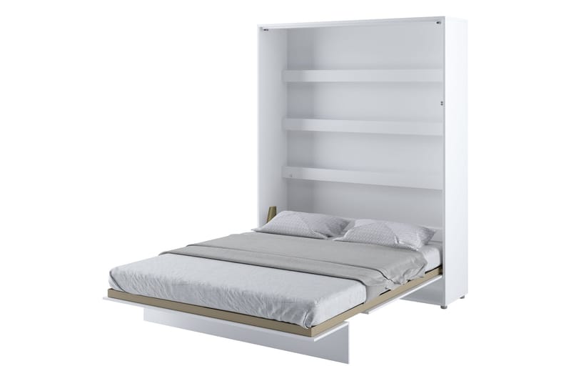 Rauk Skabsseng Foldbar Sengbar 160x200 cm Rektangulær i Malet Træ - Hvid - Møbler - Senge - Gæsteseng & ekstraseng - Sengeskab
