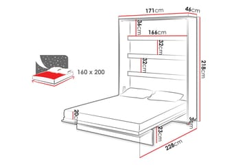 Rauk Skabsseng Foldbar Sengbar 160x200 cm Rektangulær i Malet Træ - Hvid - Møbler - Senge - Gæsteseng & ekstraseng - Sengeskab