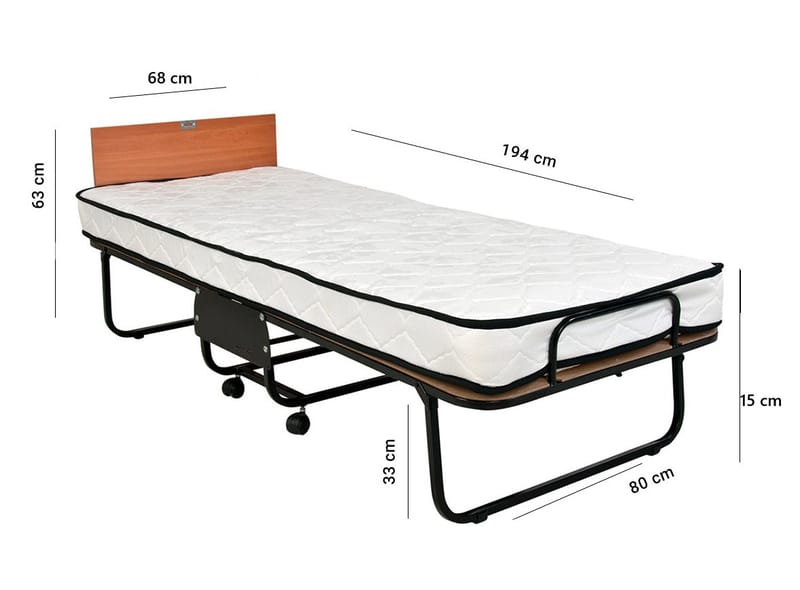 Remina Klapseng 80x190 cm - hvid og sort - Møbler - Senge - Gæsteseng & ekstraseng - Udtrækkelig seng