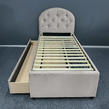 Seng HOME4YOU Lara 90x205 cm Champagne - Champagne / Beige - Møbler - Senge - Gæsteseng & ekstraseng - Udtrækkelig seng