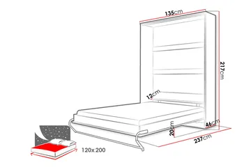 Concept Pro Skabsseng 120x200cm  Hvid - Hvid - Møbler - Senge - Gæsteseng & ekstraseng - Sengeskab
