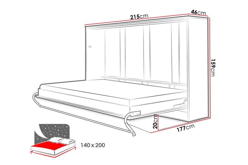 Concept Pro Skabsseng 90x200 cm - Hvid - Møbler - Senge - Gæsteseng & ekstraseng - Sengeskab