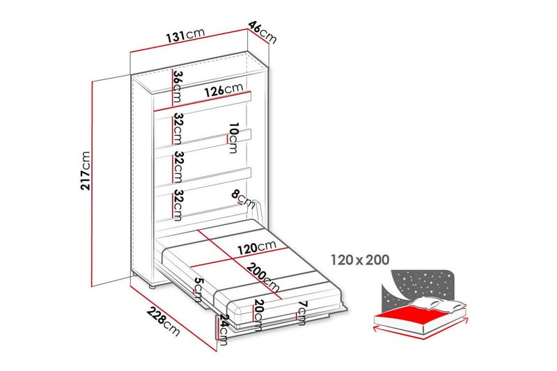 Grianan Sängskåp 120x200 cm beige - Møbler - Senge - Gæsteseng & ekstraseng - Sengeskab