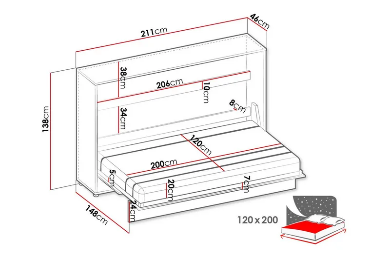 Grianan Sängskåp 120x200 cm Grey - Møbler - Senge - Gæsteseng & ekstraseng - Sengeskab