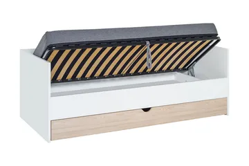 Stige Seng med Ekstraseng 90x200 cm Hvid/Træ/Natur - VOX - Møbler - Senge - Gæsteseng & ekstraseng - Udtrækkelig seng