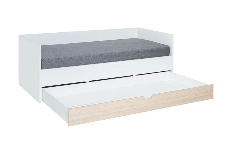 Stige Seng med Ekstraseng 90x200 cm Hvid/Træ/Natur - VOX - Møbler - Senge - Gæsteseng & ekstraseng - Udtrækkelig seng
