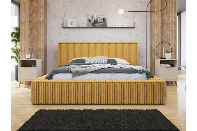 Gadi Sengeramme 140x200 cm - Gul - Møbler - Senge - Sengeramme & sengestel