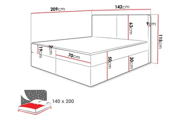 Garris Sengpakke Kontinentalseng 140x200 cm - Sort - Møbler - Senge - Komplet sengepakke