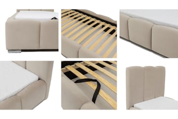 Gioia Sengeramme med Opbevaring 90x200 cm - Beige - Møbler - Senge - Sengeramme & sengestel