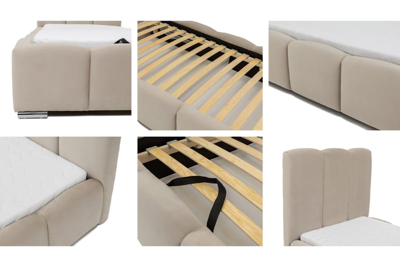 Gioia Sengeramme med Opbevaring 90x200 cm - Beige - Møbler - Senge - Sengeramme & sengestel