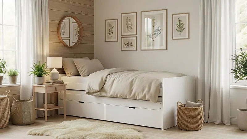 Granvik Sengeramme 90x200 cm udtrækbar med ekstra seng og opbevaring inklusive 2 madrasser - Hvid - Møbler - Senge - Sengeramme & sengestel