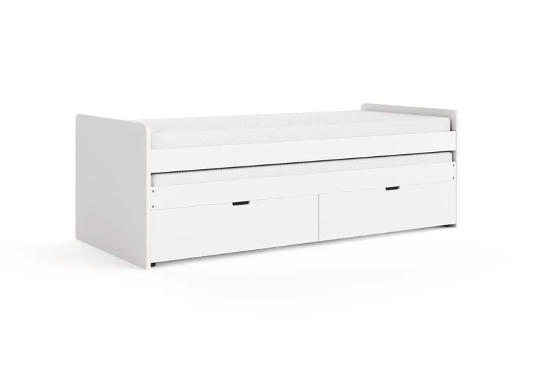 Granvik Sengeramme 90x200 cm udtrækbar med ekstra seng og opbevaring inklusive 2 madrasser - Hvid - Møbler - Senge - Sengeramme & sengestel