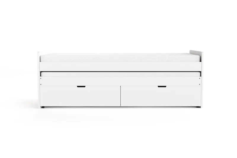 Granvik Sengeramme 90x200 cm udtrækbar med ekstra seng og opbevaring inklusive 2 madrasser - Hvid - Møbler - Senge - Sengeramme & sengestel