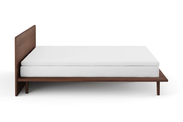 Gryning sengeramme med gavl 180x200 cm med springmadras og topmadras i memoryskum, vaskbart betræk - Valnød - Møbler - Senge - Sengeramme & sengestel