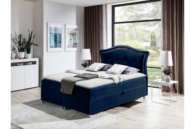 Hestra Sengepakke Kontinentalseng 160x200 cm - Blå - Møbler - Senge - Komplet sengepakke