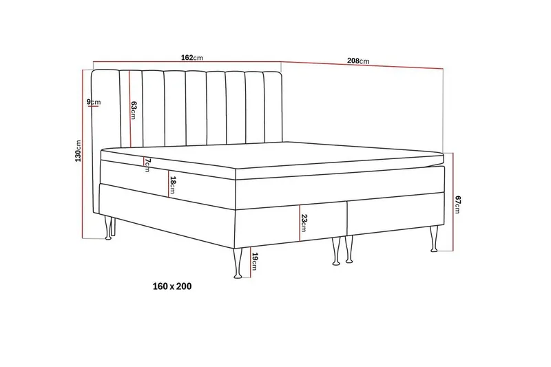 Hilton High Komplet Sengepakke 160x200 cm - Mørkegrå - Møbler - Senge - Kontinentalsenge