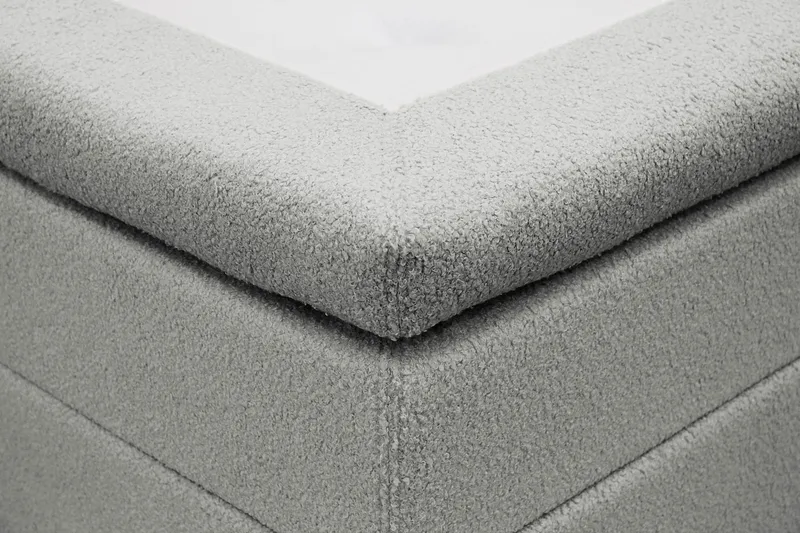 Hilton Komplet Sengepakke 160x200 cm Kontinentalseng med kvadratsyet sengegavl i teddy - Grå / Teddy - Møbler - Senge - Kontinentalsenge