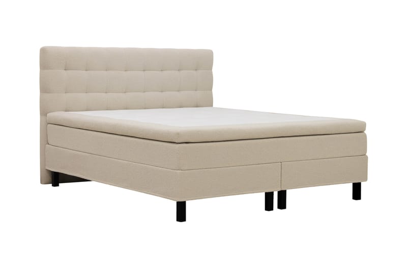 Hilton Komplet Sengpakke 160x200 cm Kontinentalseng med kvadreret sengegavl - Beige - Møbler - Senge - Komplet sengepakke