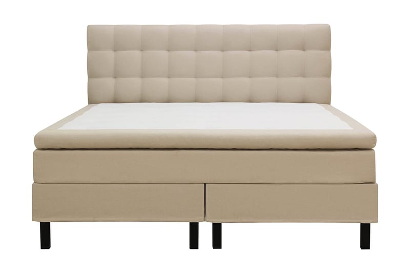 Hilton Komplet Sengpakke 160x200 cm Kontinentalseng med kvadreret sengegavl - Beige - Møbler - Senge - Komplet sengepakke