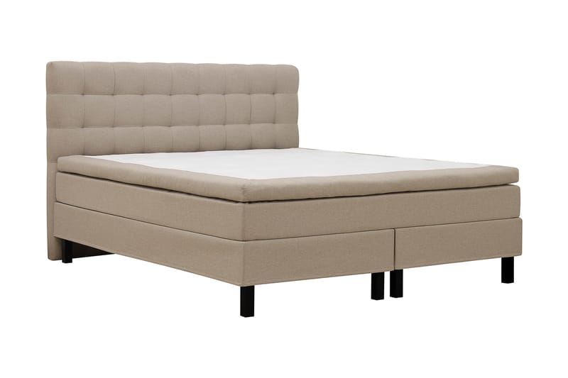 Hilton Komplet Sengpakke 160x200 cm Kontinentalseng med kvadreret sengegavl - Beige - Møbler - Senge - Komplet sengepakke