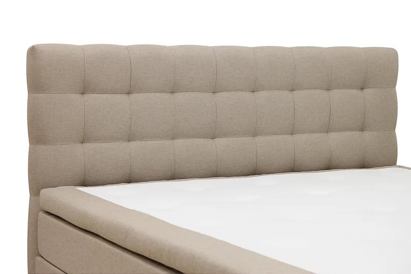 Hilton Komplet Sengpakke 160x200 cm Kontinentalseng med kvadreret sengegavl - Beige - Møbler - Senge - Kontinentalsenge