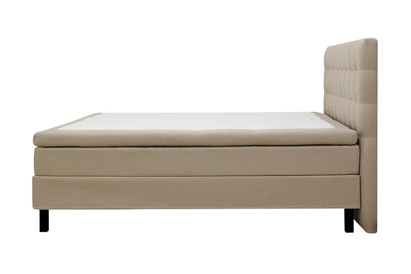 Hilton Komplet Sengpakke 160x200 cm Kontinentalseng med kvadreret sengegavl - Beige - Møbler - Senge - Kontinentalsenge