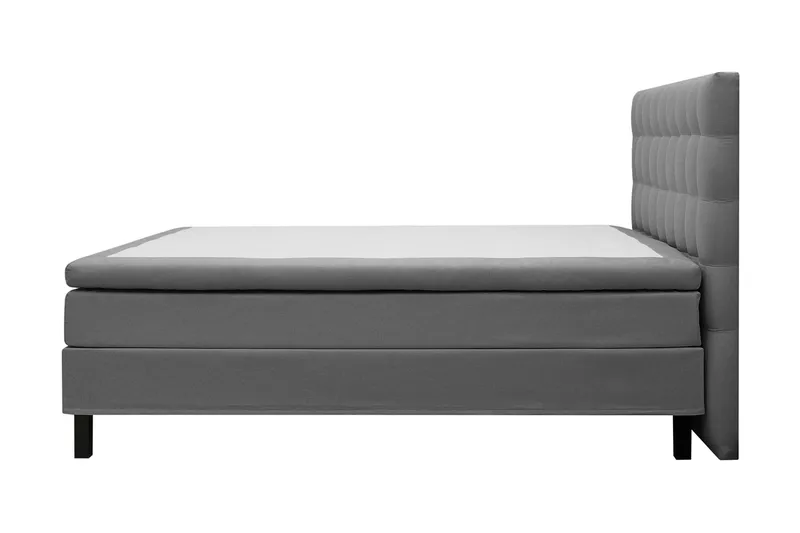 Hilton Komplet Sengpakke 160x200 cm Kontinentalseng med kvadreret sengegavl - Grå - Møbler - Senge - Kontinentalsenge