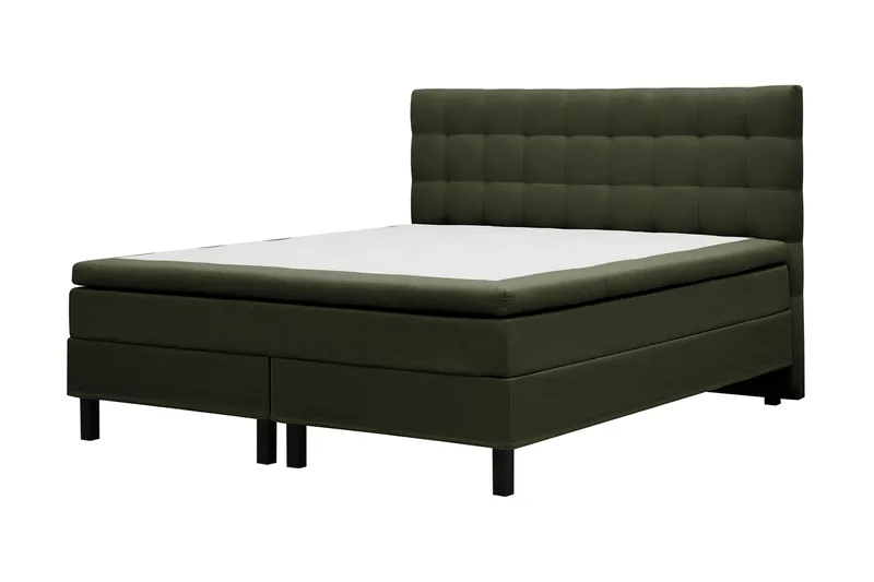 Hilton Komplet Sengpakke 160x200 cm Kontinentalseng med kvadreret sengegavl - Grøn - Møbler - Senge - Kontinentalsenge