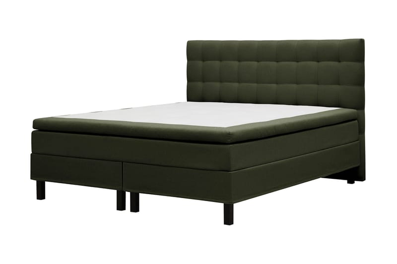 Hilton Komplet Sengpakke 160x200 cm Kontinentalseng med kvadreret sengegavl - Grøn - Møbler - Senge - Kontinentalsenge
