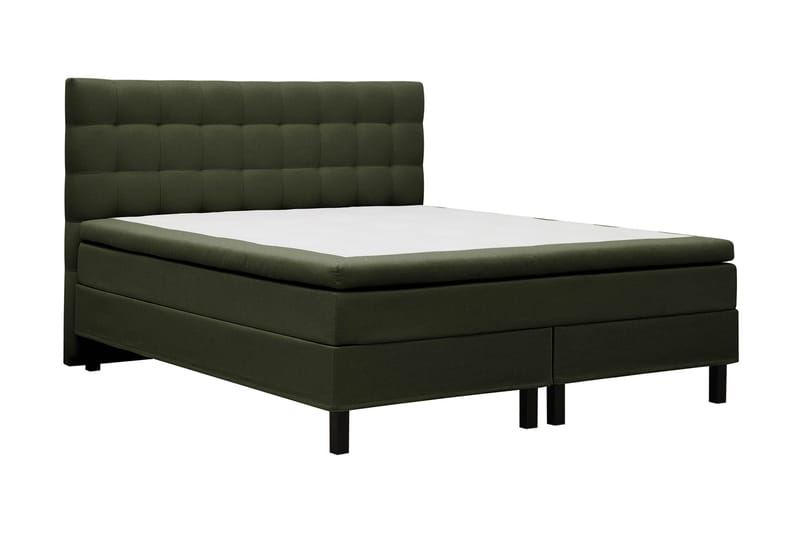 Hilton Komplet Sengpakke 160x200 cm Kontinentalseng med kvadreret sengegavl - Grøn - Møbler - Senge - Komplet sengepakke