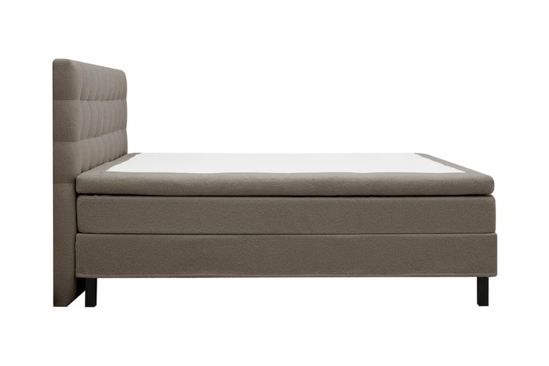 Hilton Komplet Sengpakke 160x200 cm Kontinentalseng med kvadreret sengegavl i bouclé - Brun - Møbler - Senge - Komplet sengepakke