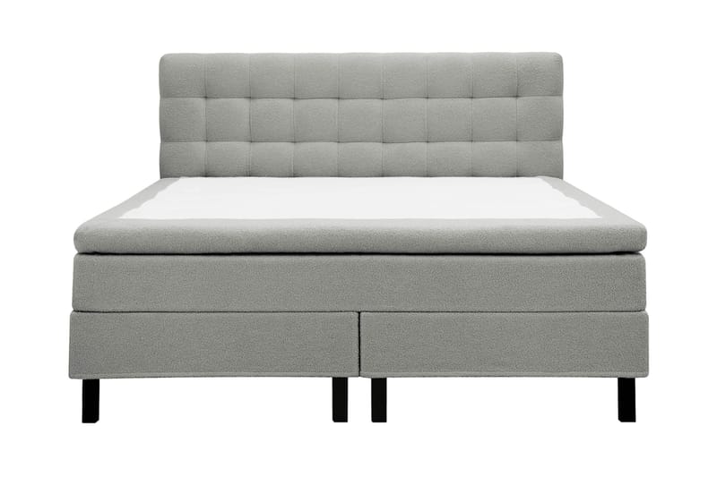 Hilton Komplet Sengpakke 160x200 cm Kontinentalseng med kvadreret sengegavl i bouclé - Grå - Møbler - Senge - Komplet sengepakke