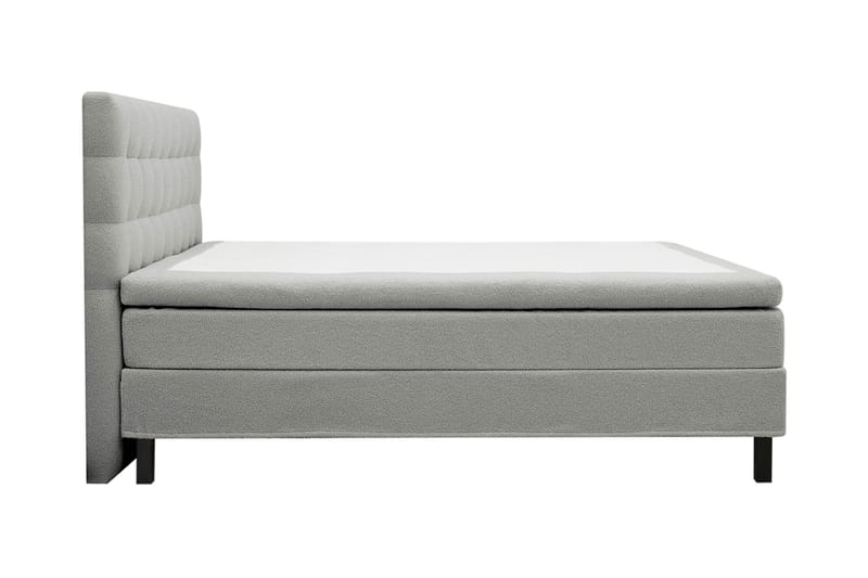 Hilton Komplet Sengpakke 160x200 cm Kontinentalseng med kvadreret sengegavl i bouclé - Grå - Møbler - Senge - Komplet sengepakke