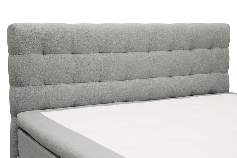Hilton Komplet Sengpakke 160x200 cm Kontinentalseng med kvadreret sengegavl i bouclé - Grå - Møbler - Senge - Komplet sengepakke