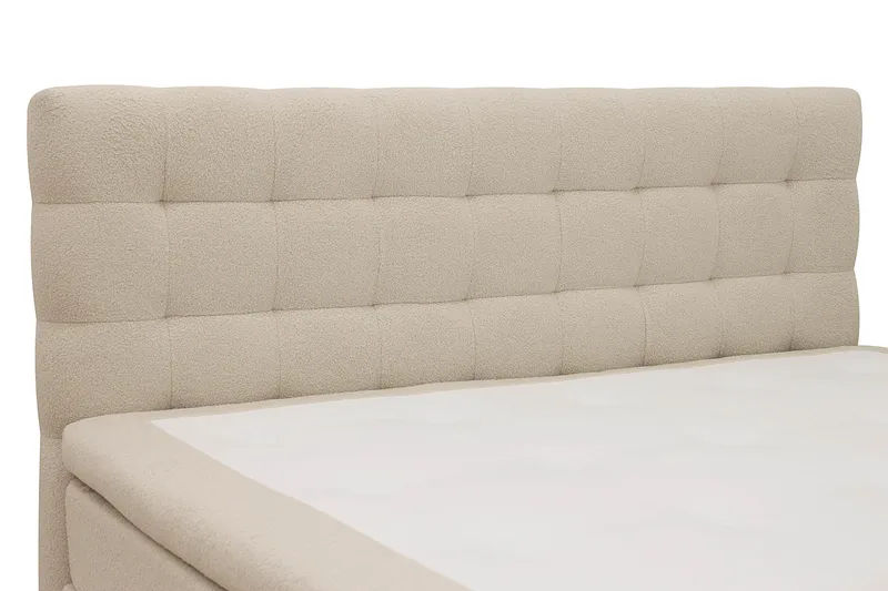 Hilton Komplet Sengpakke 160x200 cm Kontinentalseng med kvadreret sengegavl i teddy - Beige - Møbler - Senge - Kontinentalsenge