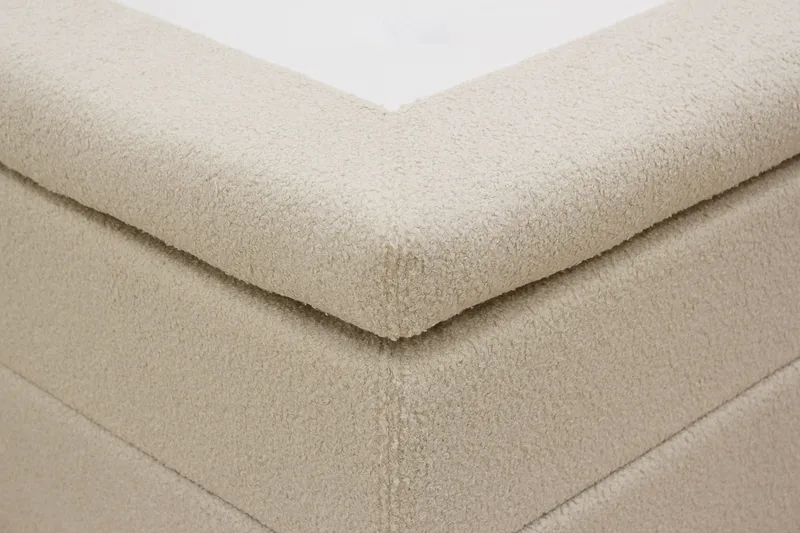 Hilton Komplet Sengpakke 160x200 cm Kontinentalseng med kvadreret sengegavl i teddy - Beige - Møbler - Senge - Kontinentalsenge