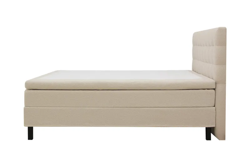 Hilton Komplet Sengpakke 160x200 cm Kontinentalseng med kvadreret sengegavl i teddy - Beige - Møbler - Senge - Kontinentalsenge