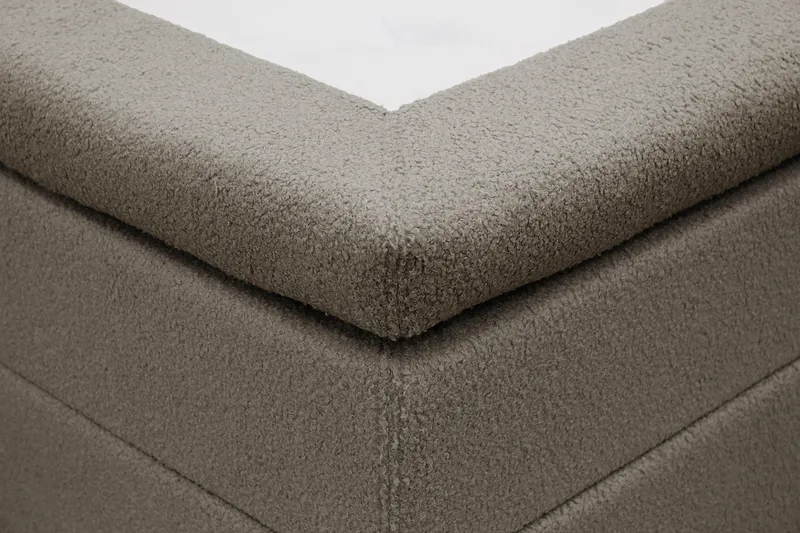 Hilton Komplet Sengpakke 160x200 cm Kontinentalseng med kvadreret sengegavl i teddy - Brun - Møbler - Senge - Kontinentalsenge