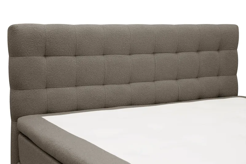 Hilton Komplet Sengpakke 160x200 cm Kontinentalseng med kvadreret sengegavl i teddy - Brun - Møbler - Senge - Kontinentalsenge
