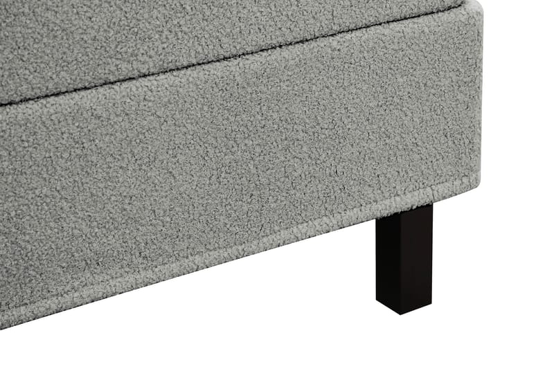 Hilton Komplet Sengpakke 160x200 cm Kontinentalseng med kvadreret sengegavl i teddy - Grå - Møbler - Senge - Kontinentalsenge