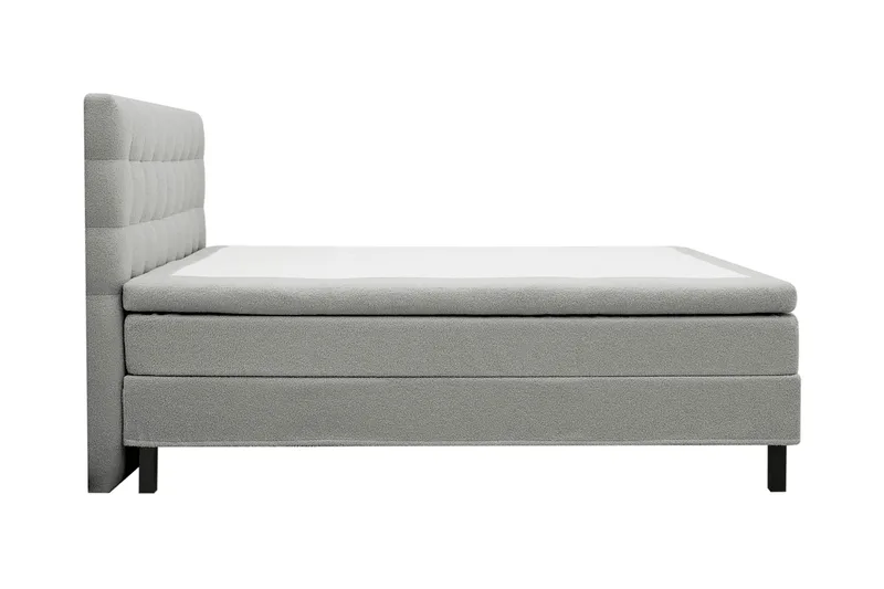 Hilton Komplet Sengpakke 160x200 cm Kontinentalseng med kvadreret sengegavl i teddy - Grå - Møbler - Senge - Kontinentalsenge