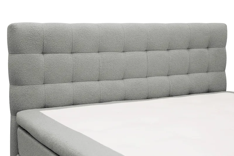 Hilton Komplet Sengpakke 160x200 cm Kontinentalseng med kvadreret sengegavl i teddy - Grå - Møbler - Senge - Kontinentalsenge