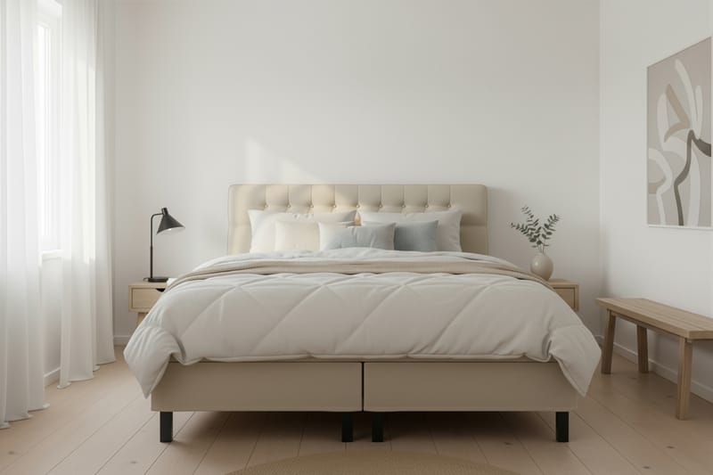 Hilton Komplet Sengpakke 180x200 cm Kontinentalseng med diamant sengegavl - Beige - Møbler - Senge - Komplet sengepakke