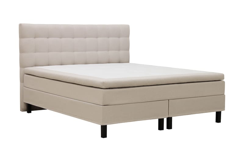 Hilton Komplet Sengpakke 180x200 cm Kontinentalseng med kvadreret sengegavl - Beige - Møbler - Senge - Kontinentalsenge