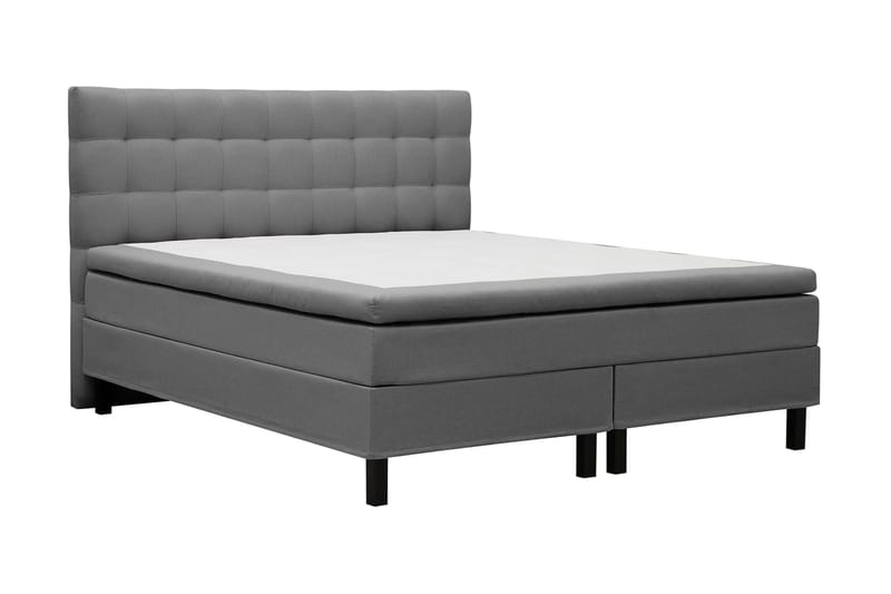 Hilton Komplet Sengpakke 180x200 cm Kontinentalseng med kvadreret sengegavl - Grå - Møbler - Senge - Komplet sengepakke