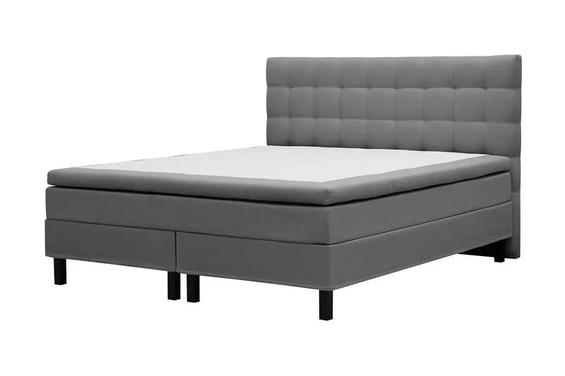 Hilton Komplet Sengpakke 180x200 cm Kontinentalseng med kvadreret sengegavl - Grå - Møbler - Senge - Kontinentalsenge