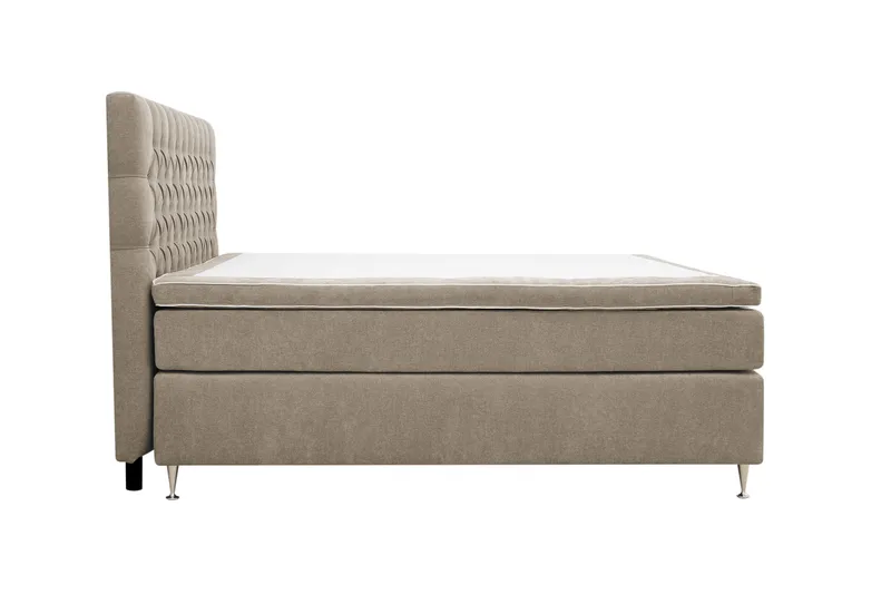 Hilton Lyx komplet sengepakke 160x200 cm kontinentalseng med knapbetrukket sengegavl i chenille - Brun - Møbler - Senge - Kontinentalsenge
