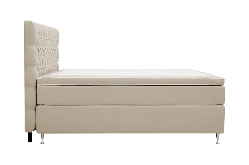Hilton Lyx Komplet Sengepakke 160x200 cm Kontinentalseng med knapdekoreret sengegavl - Beige - Møbler - Senge - Kontinentalsenge