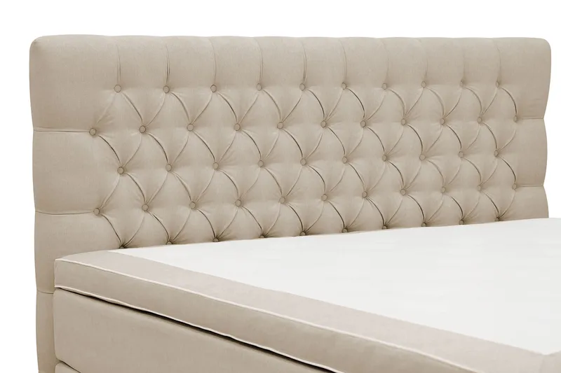 Hilton Lyx Komplet Sengepakke 160x200 cm Kontinentalseng med knapdekoreret sengegavl - Beige - Møbler - Senge - Kontinentalsenge