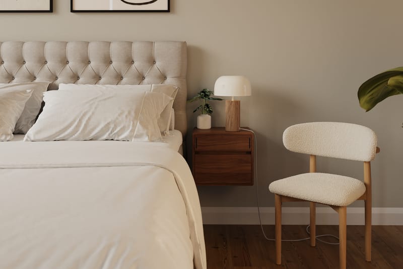 Hilton lyx Komplet Sengepakke 160x200 cm Kontinentalseng med knapdekoreret sengegavl - Beige - Møbler - Senge - Komplet sengepakke